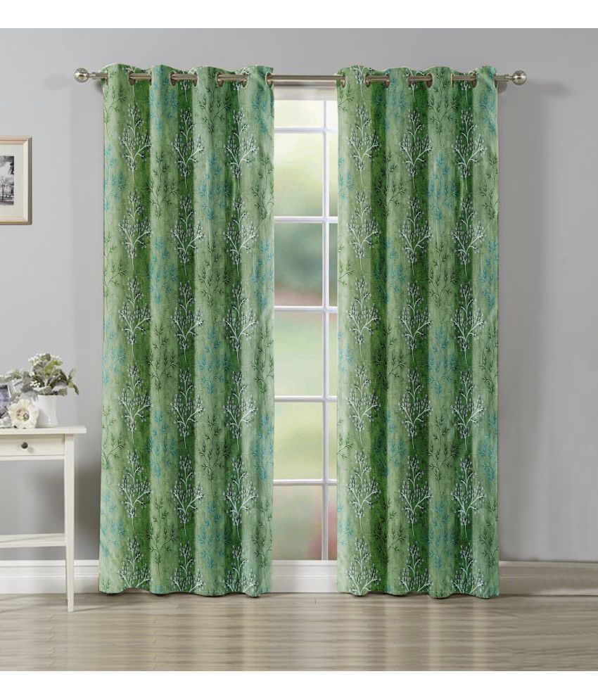     			La Elite Nature Room Darkening Eyelet Curtain 5 ft ( Pack of 2 ) - Green