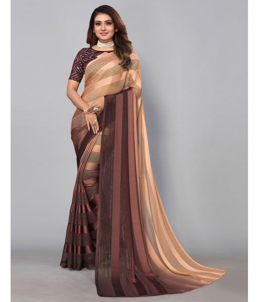     			Samah Georgette Dyed Saree With Blouse Piece - Coffee ( Pack of 1 )