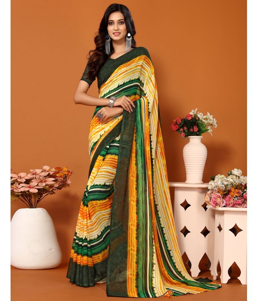     			Samah Georgette Printed Saree With Blouse Piece - Multicolour ( Pack of 1 )