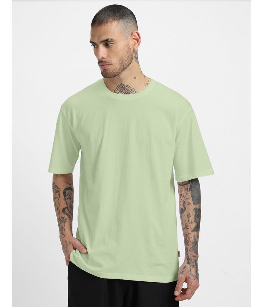     			Veirdo 100% Cotton Oversized Fit Solid Half Sleeves Men's T-Shirt - Mint Green ( Pack of 1 )