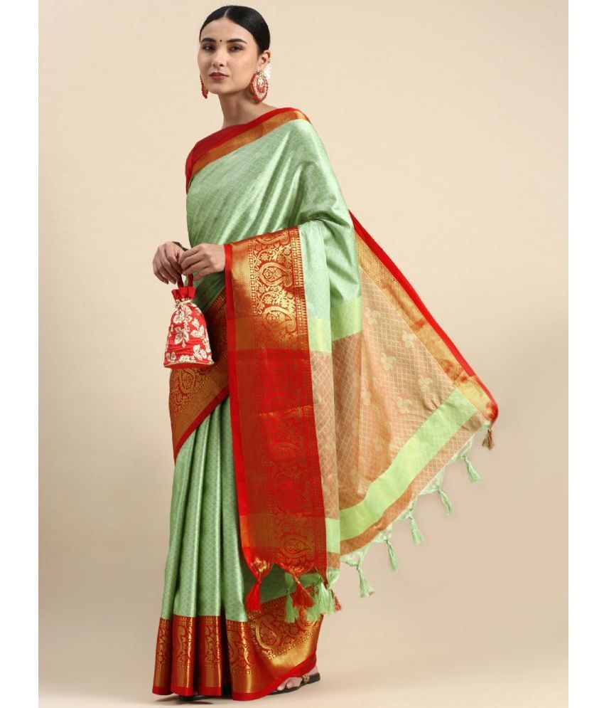     			Aika Cotton Silk Self Design Saree With Blouse Piece - Sea Green ( Pack of 1 )