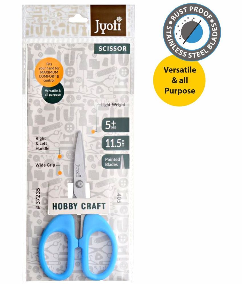     			Jyoti Scissor for Hobby Craft Use - 405 (4 Inch) Stainless Steel Blades with Plastic Handle, Lightweight & Versatile - Pack of 10