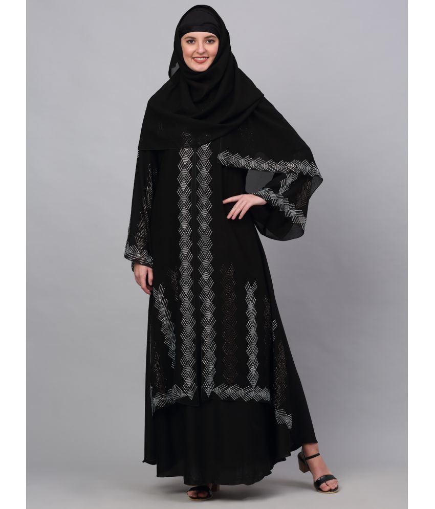     			Klotthe Black Polyester Unstitched Burqas without Hijab - Single