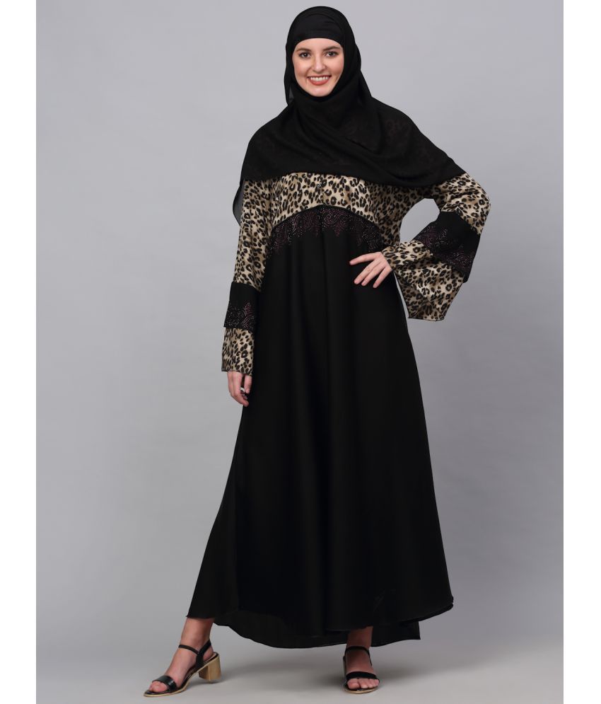     			Klotthe Black Polyester Unstitched Burqas without Hijab - Single