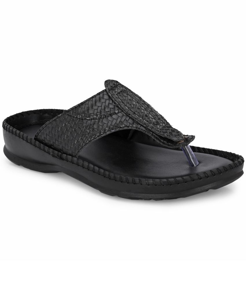     			Leeport Black Men's Thong Flip Flop