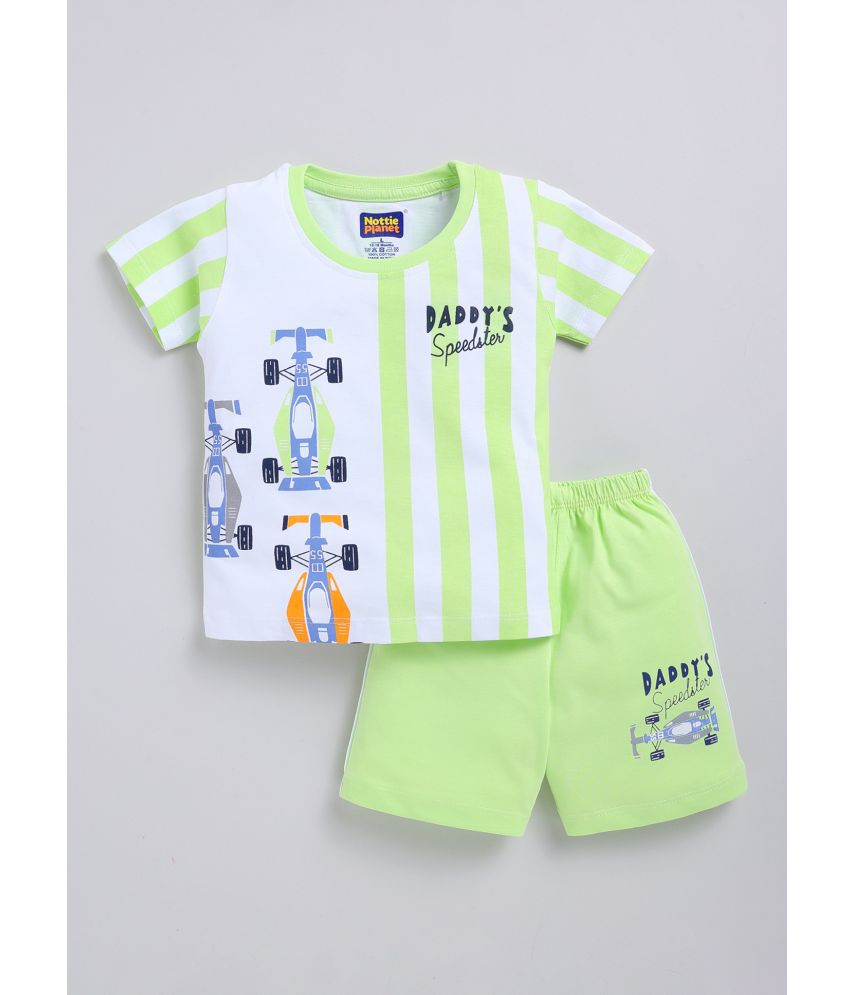     			Nottie planet Green Cotton Baby Boy Top & Shorts ( Pack of 1 )