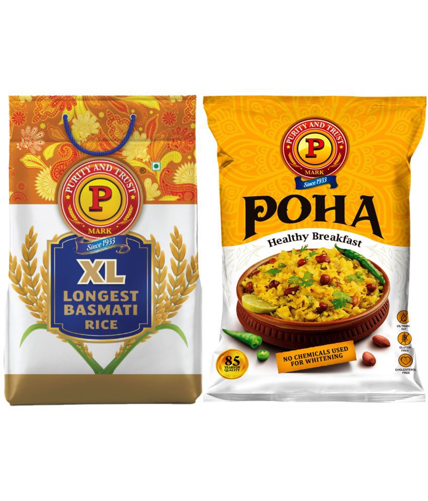     			P Mark XL Basmati Rice 1kg and Poha 400g 1.4 kg Pack of 2