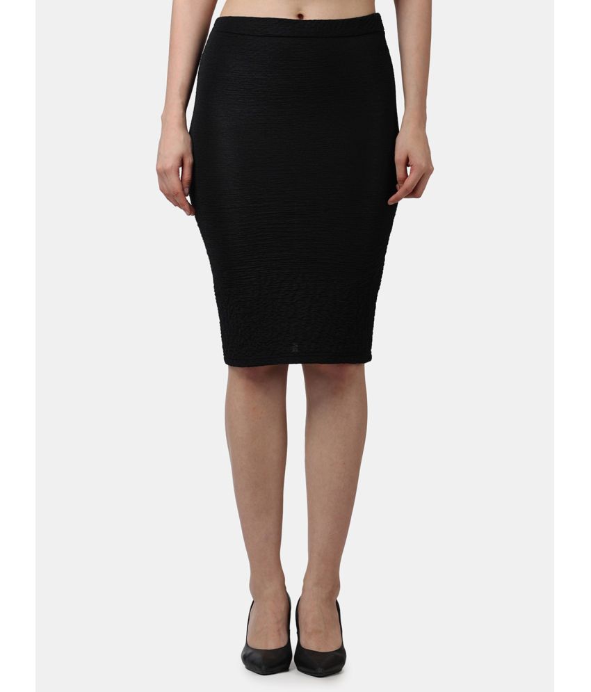     			POPWINGS Black Polyester Women's Straight Skirt ( Pack of 1 )