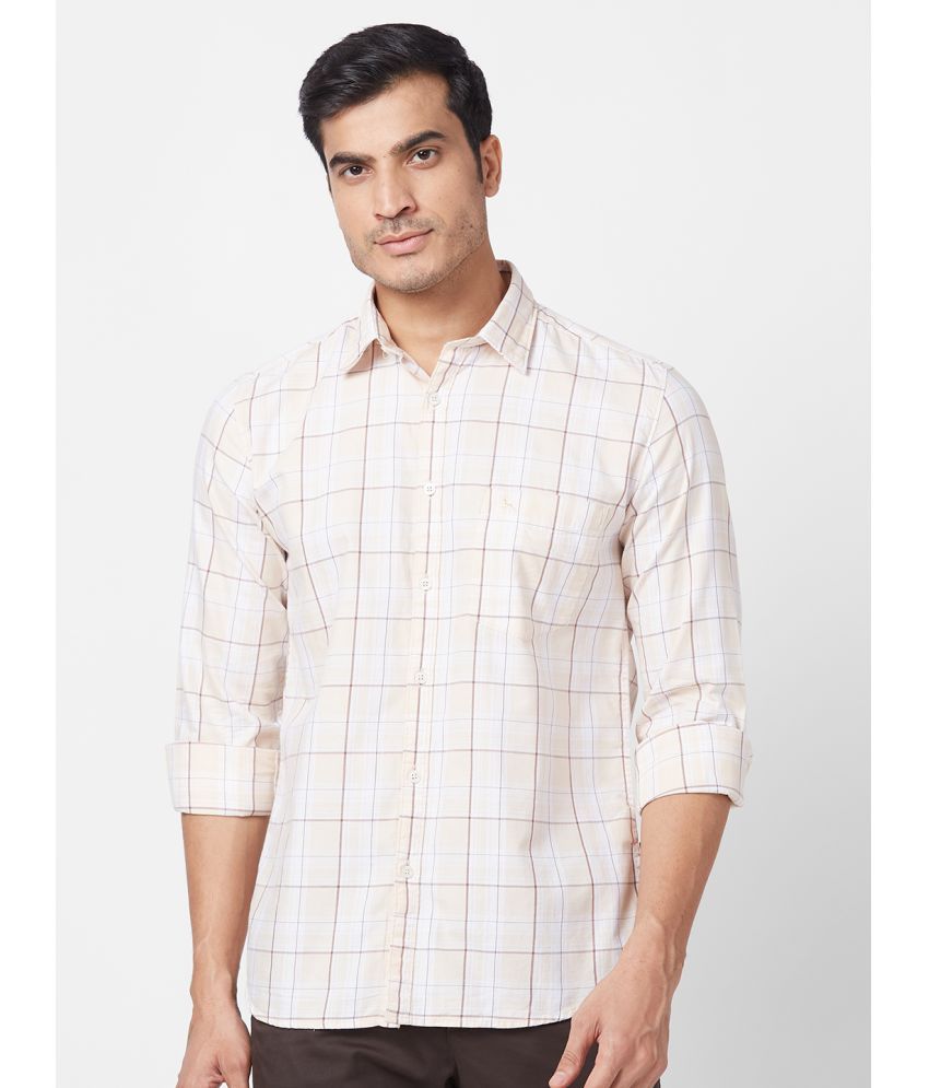     			Parx 100% Cotton Slim Fit Checks Full Sleeves Men's Casual Shirt - Beige ( Pack of 1 )