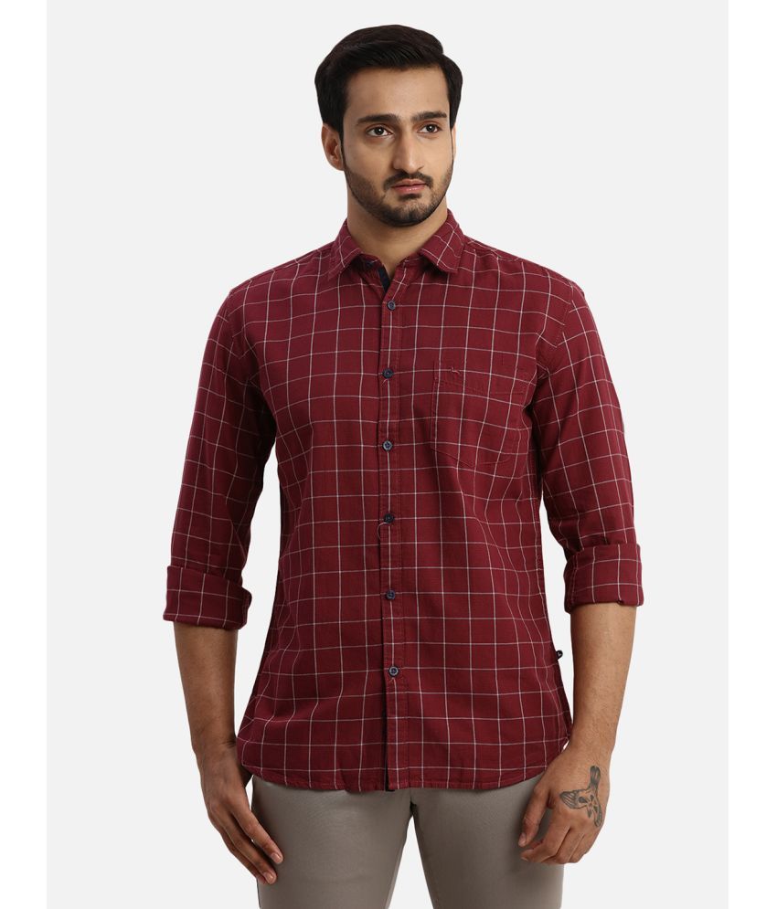     			Parx 100% Cotton Slim Fit Checks Full Sleeves Men's Casual Shirt - Red ( Pack of 1 )