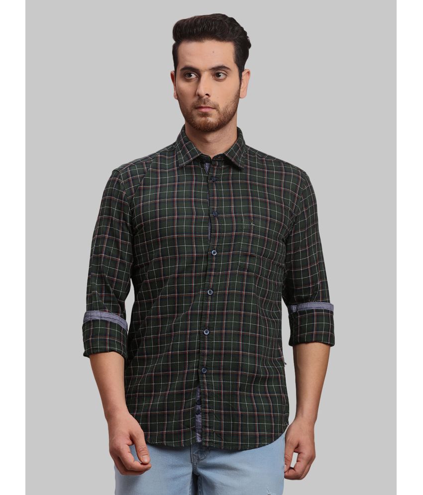     			Parx 100% Cotton Slim Fit Checks Full Sleeves Men's Casual Shirt - Green ( Pack of 1 )