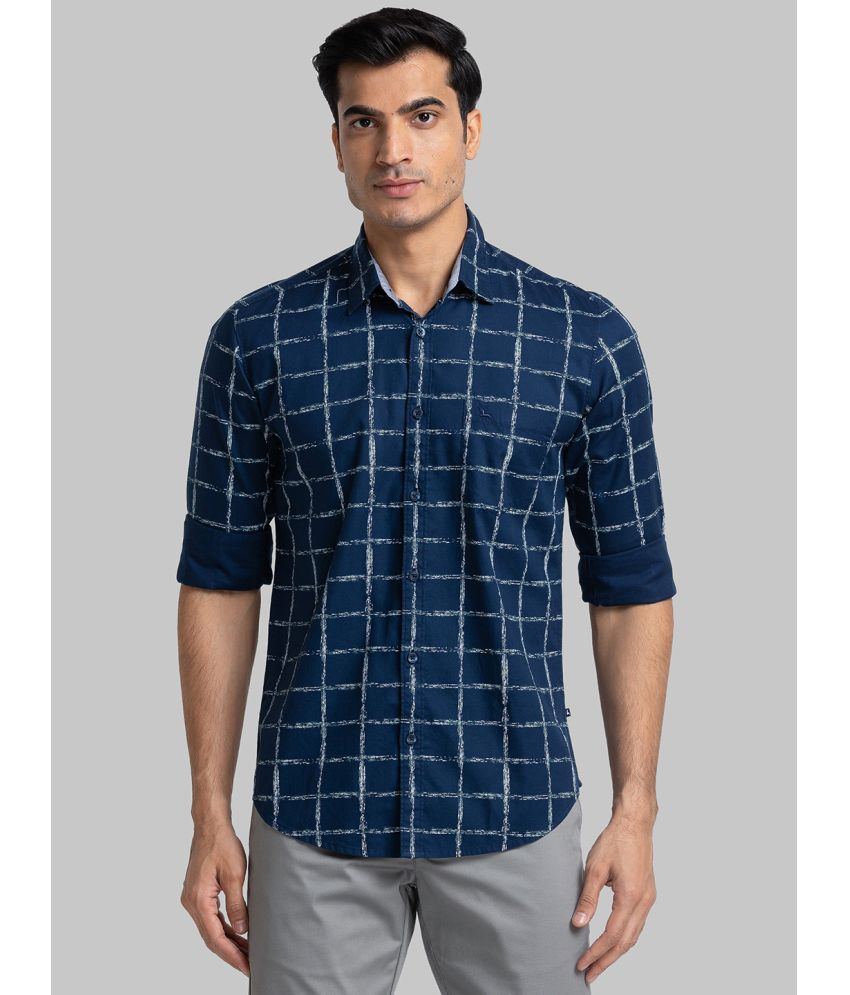     			Parx 100% Cotton Slim Fit Checks Full Sleeves Men's Casual Shirt - Blue ( Pack of 1 )