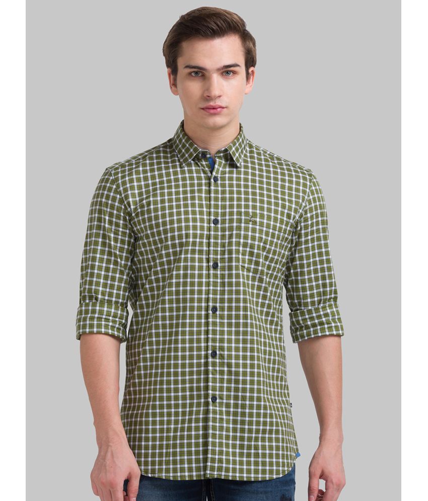     			Parx 100% Cotton Slim Fit Checks Full Sleeves Men's Casual Shirt - Green ( Pack of 1 )