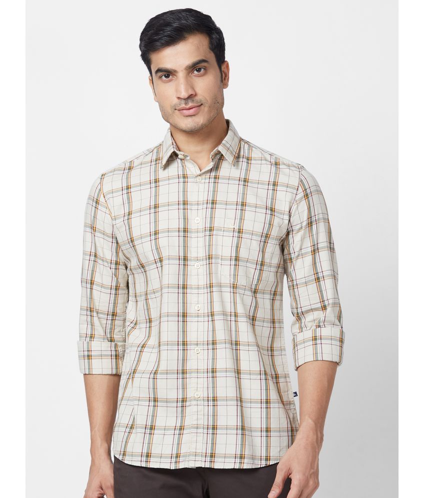     			Parx 100% Cotton Slim Fit Checks Full Sleeves Men's Casual Shirt - Beige ( Pack of 1 )