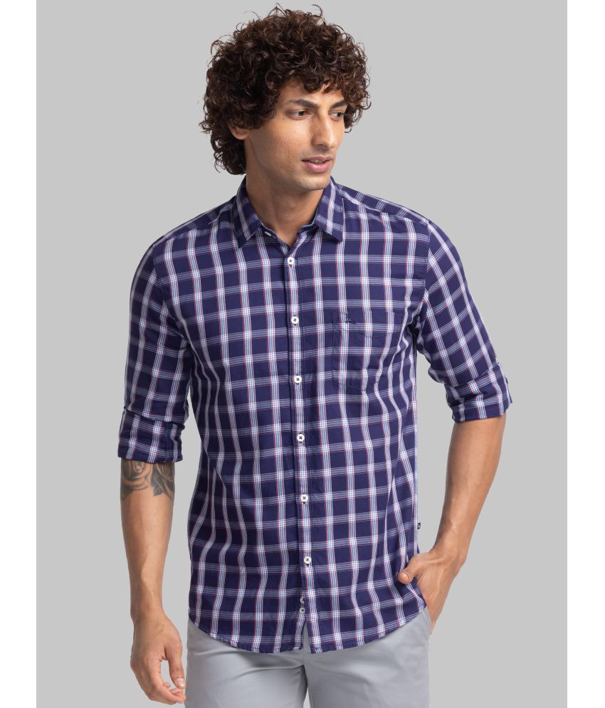     			Parx 100% Cotton Slim Fit Checks Full Sleeves Men's Casual Shirt - Blue ( Pack of 1 )