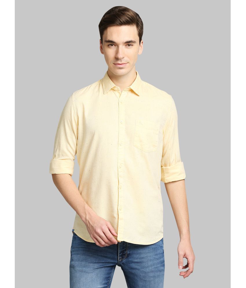     			Parx Cotton Blend Slim Fit Self Design Full Sleeves Men's Casual Shirt - Yellow ( Pack of 1 )