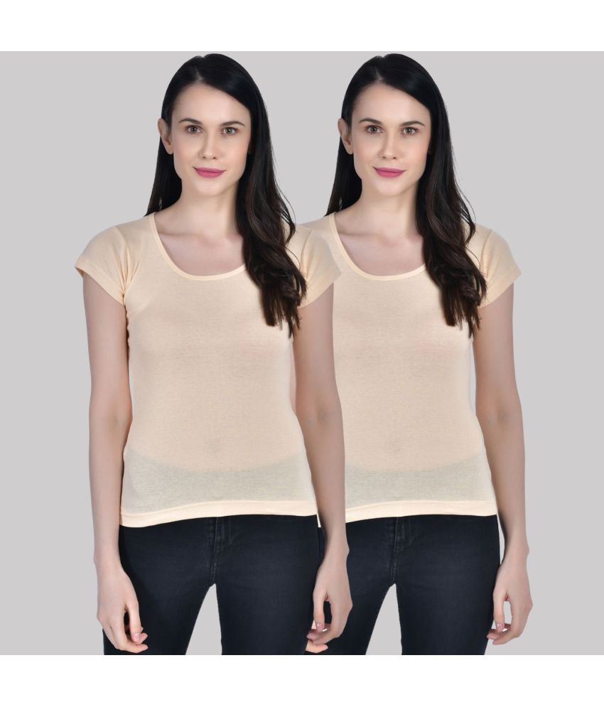     			AIMLY Cap Sleeve Cotton Camisoles - Beige Pack of 2