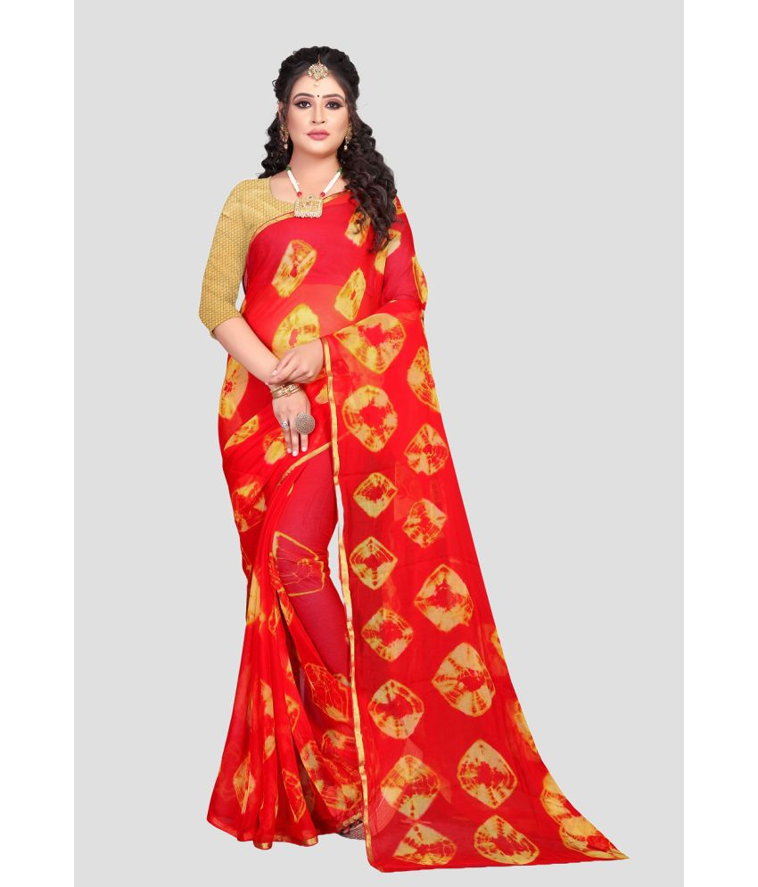     			Aardiva Chiffon Printed Saree With Blouse Piece - Red ( Pack of 1 )