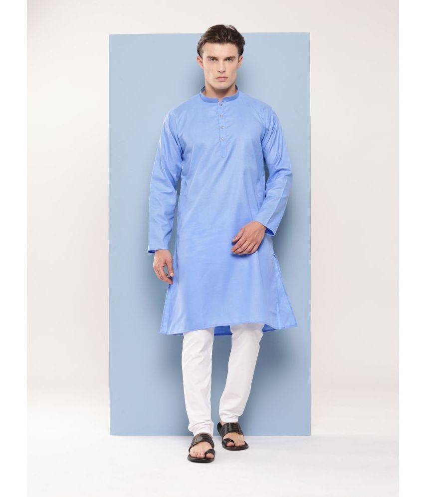     			Aarika Sky Blue Cotton Blend Regular Fit Men's Kurta Pyjama Set ( Pack of 1 )