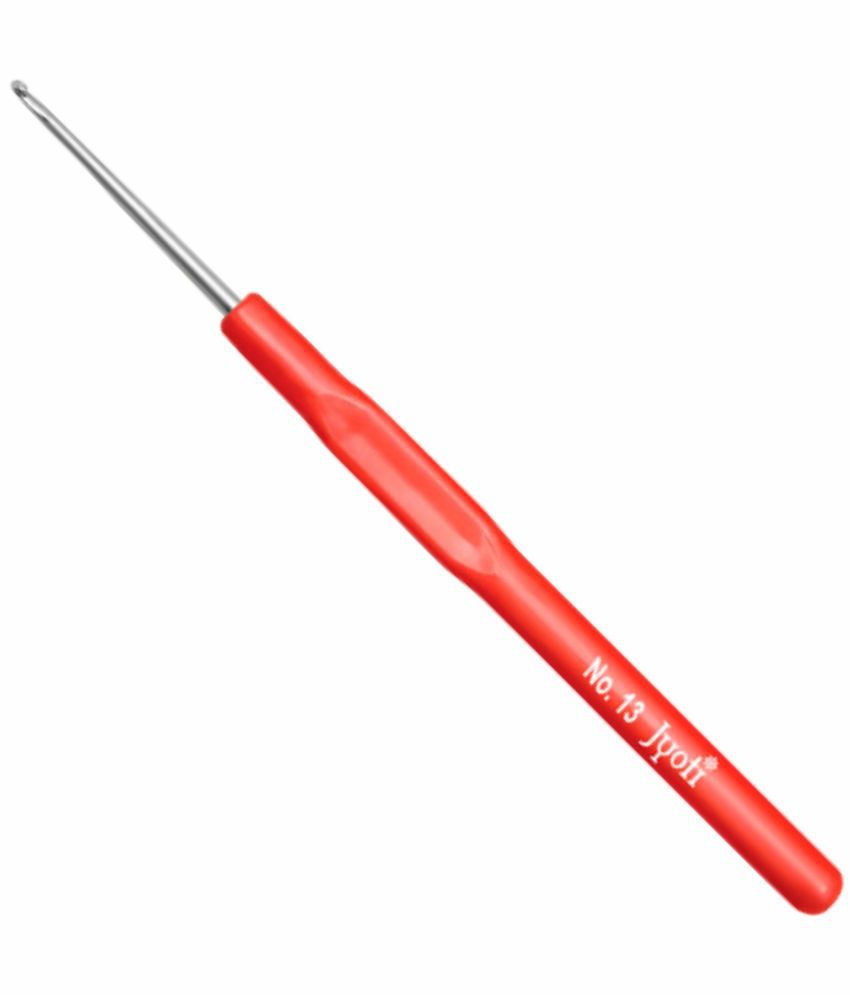     			Jyoti Crochet Hook Steel with Plastic Handle for Wool Work, Hand Knitted Sewing DIY Craft Weaving Needle, Ideal for Sweaters, Purses, Scarves, Hats, 15502 (Red, 6"/15cm of Size 13/2.25mm) - 10 Pcs