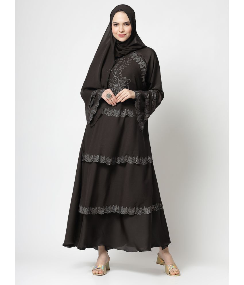     			Klotthe Brown Polyester Unstitched Burqas without Hijab - Single