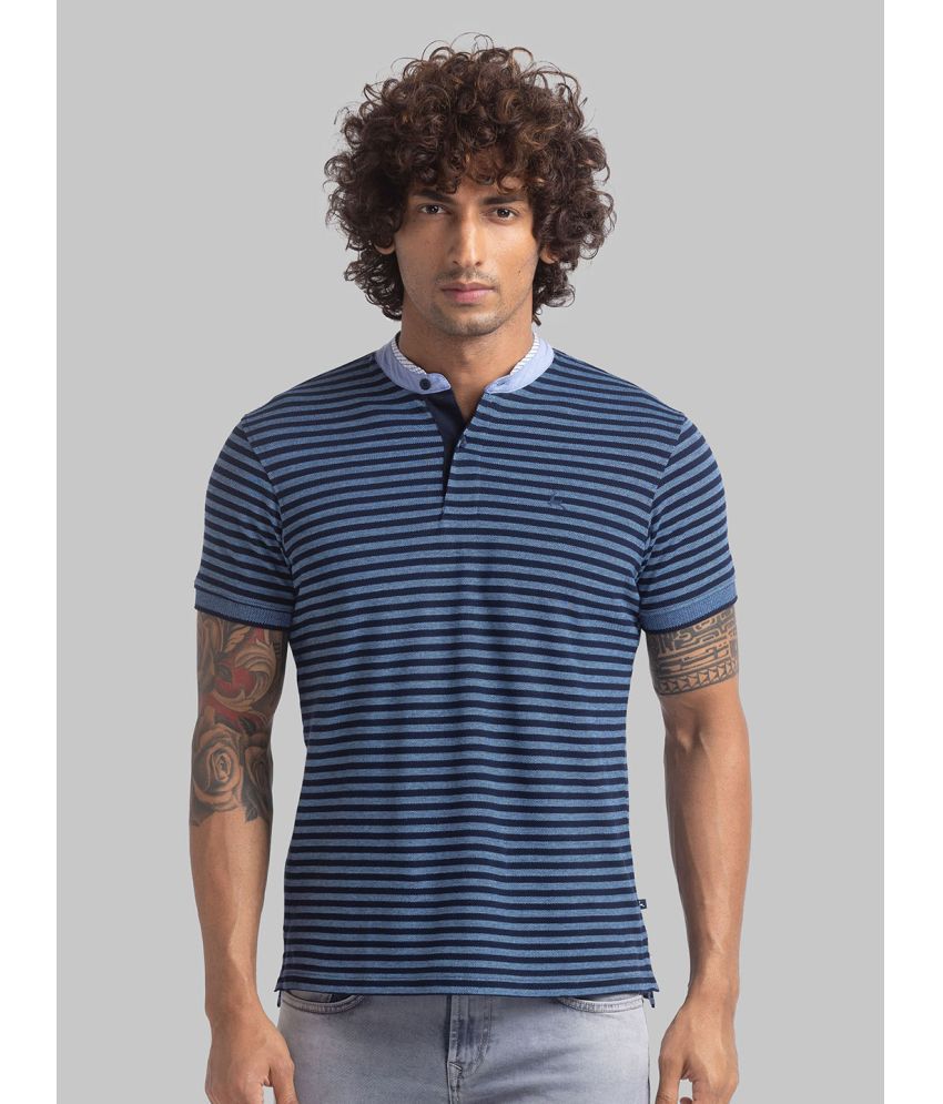     			Parx Cotton Regular Fit Striped Half Sleeves Men's T-Shirt - Blue ( Pack of 1 )