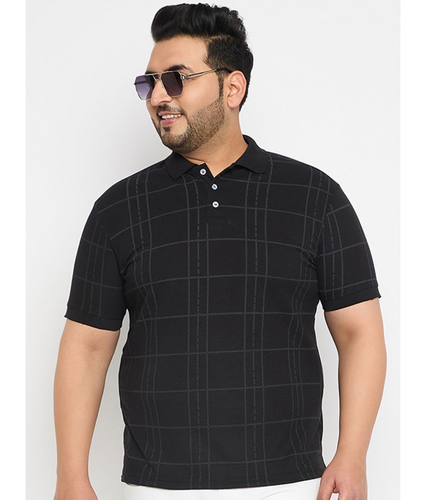     			RELANE Cotton Blend Regular Fit Checks Half Sleeves Men's Polo T Shirt - Black ( Pack of 1 )