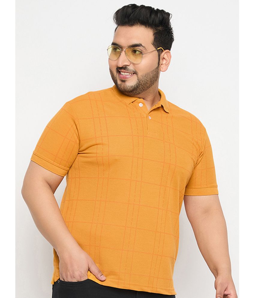     			RELANE Cotton Blend Regular Fit Checks Half Sleeves Men's Polo T Shirt - Mustard ( Pack of 1 )