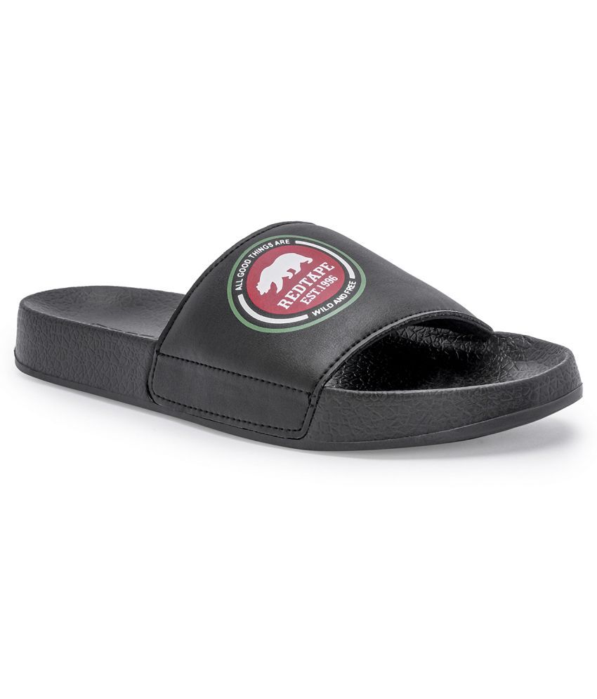     			Red Tape Black Men's Slide Flip Flop