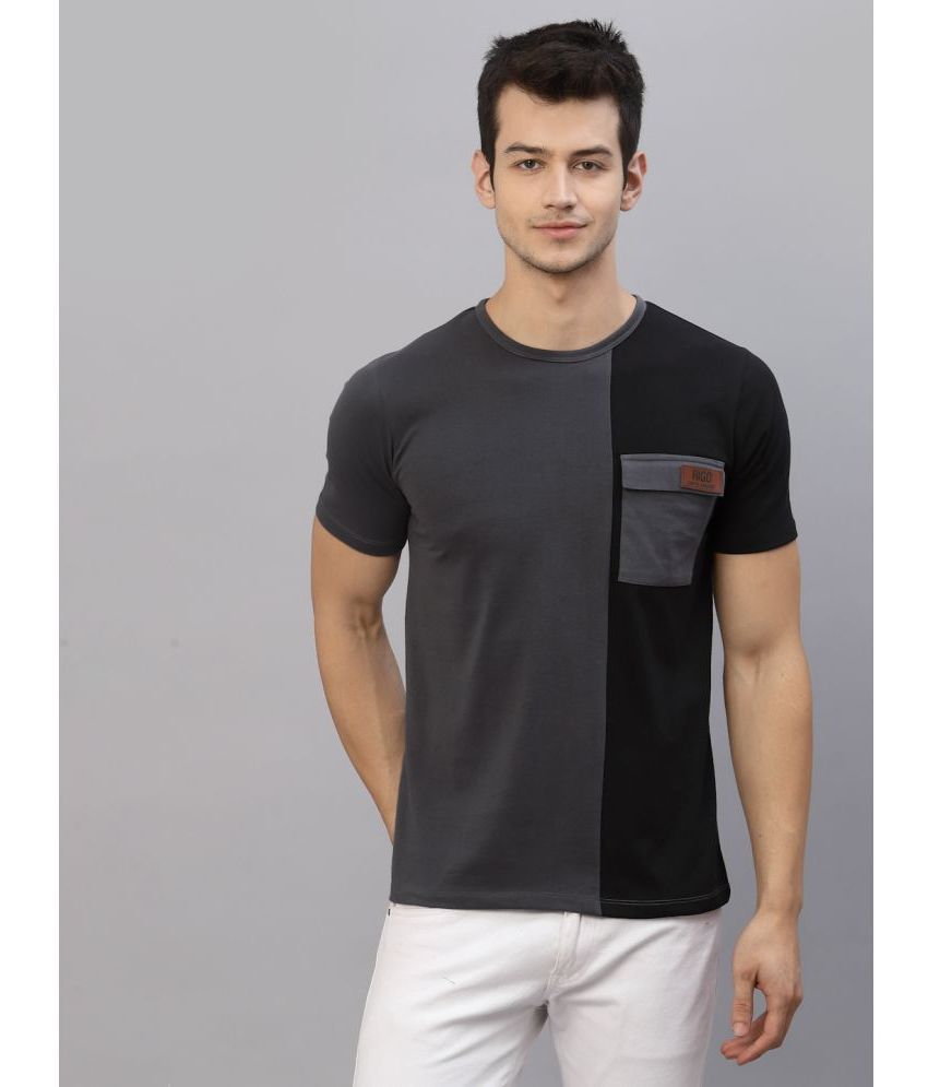     			Rigo Cotton Slim Fit Colorblock Half Sleeves Men's T-Shirt - Grey ( Pack of 1 )