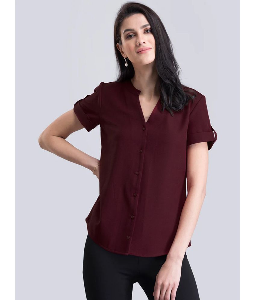     			Selvia Maroon Crepe Women's Shirt Style Top ( Pack of 1 )
