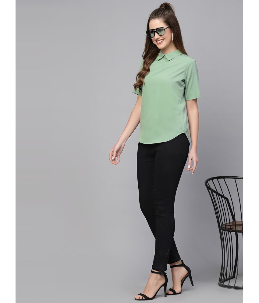     			Selvia olive Crepe Women's Shirt Style Top ( Pack of 1 )