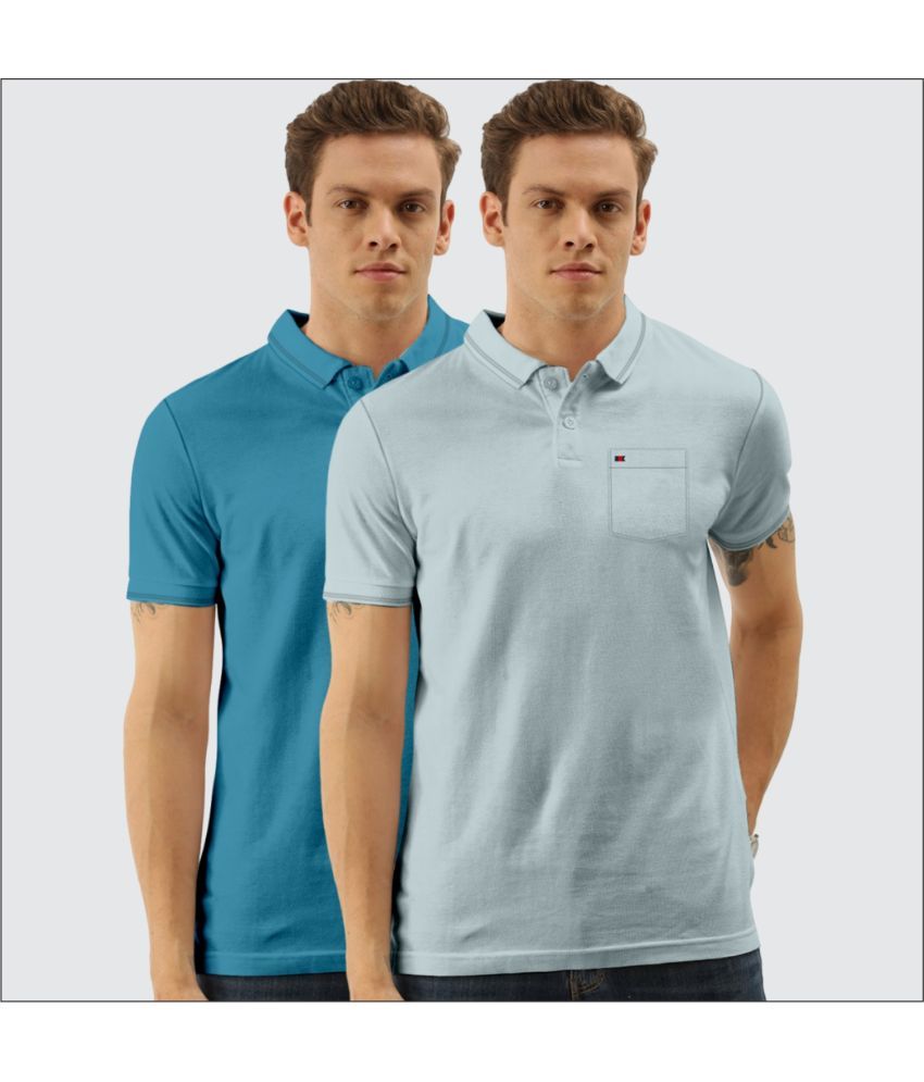     			TAB91 Pack of 2 Cotton Blend Slim Fit Solid Half Sleeves Men's Polo T Shirt ( Off White )