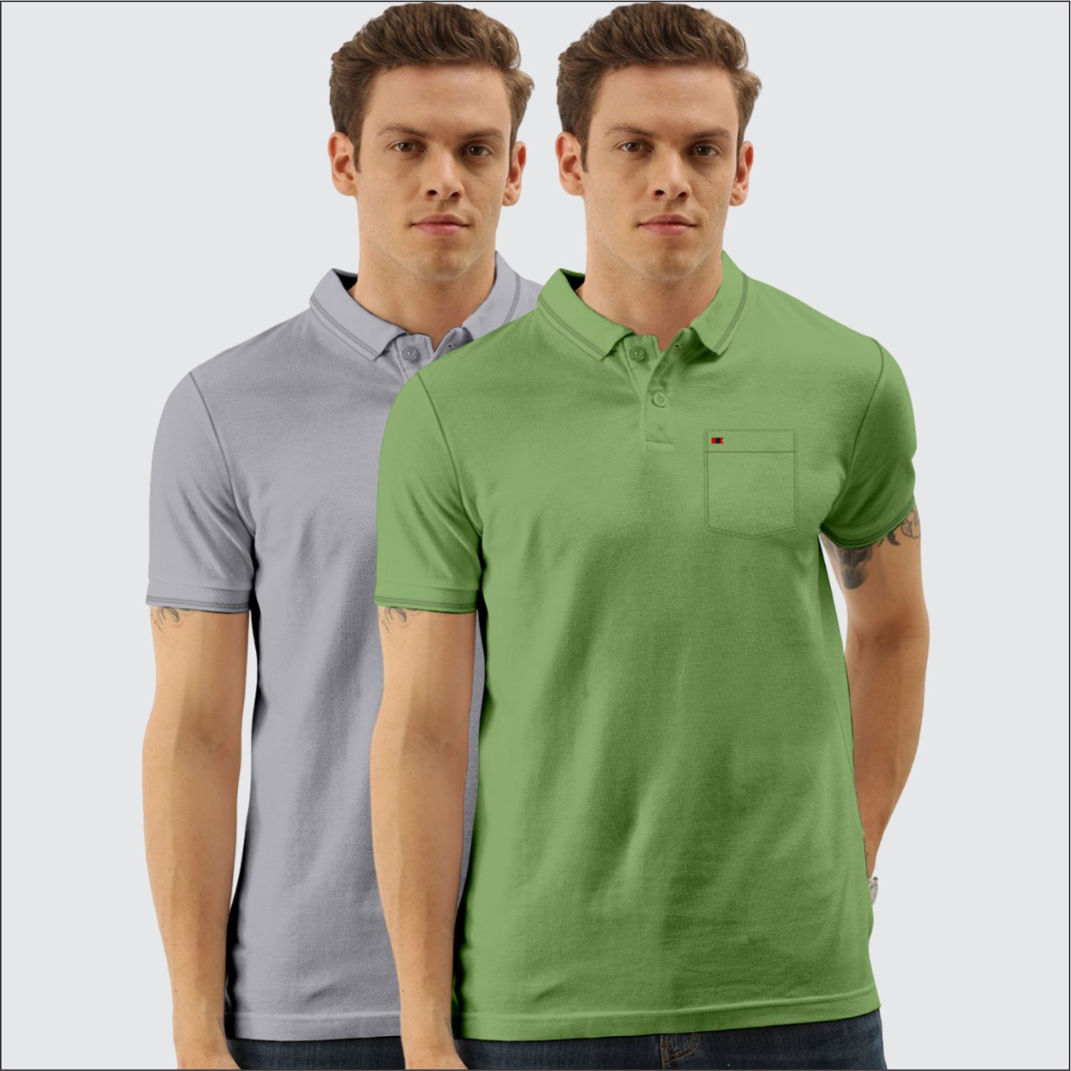     			TAB91 Cotton Blend Slim Fit Solid Half Sleeves Men's Polo T Shirt - Olive Green ( Pack of 2 )