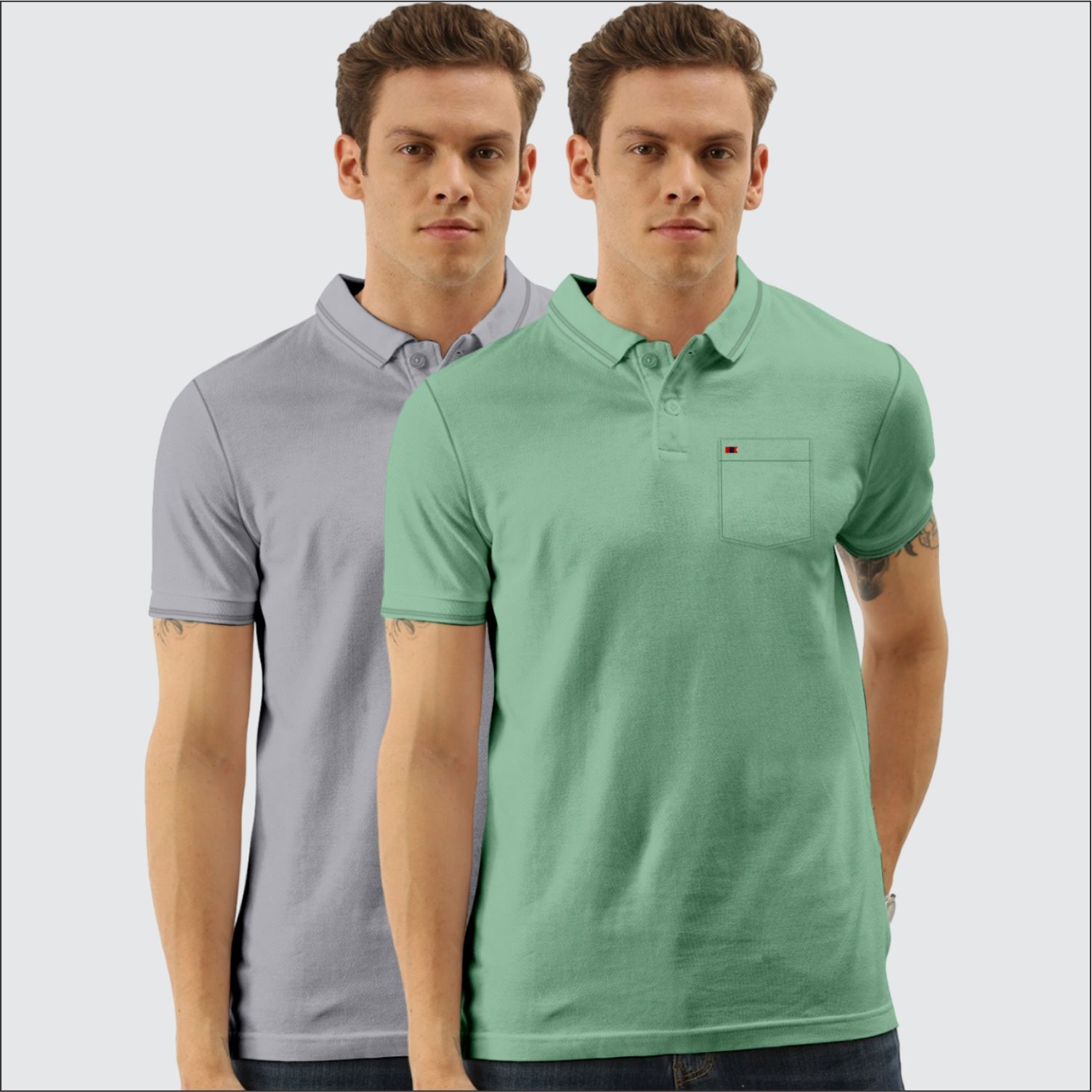     			TAB91 Pack of 2 Cotton Blend Slim Fit Solid Half Sleeves Men's Polo T Shirt ( Mauve )