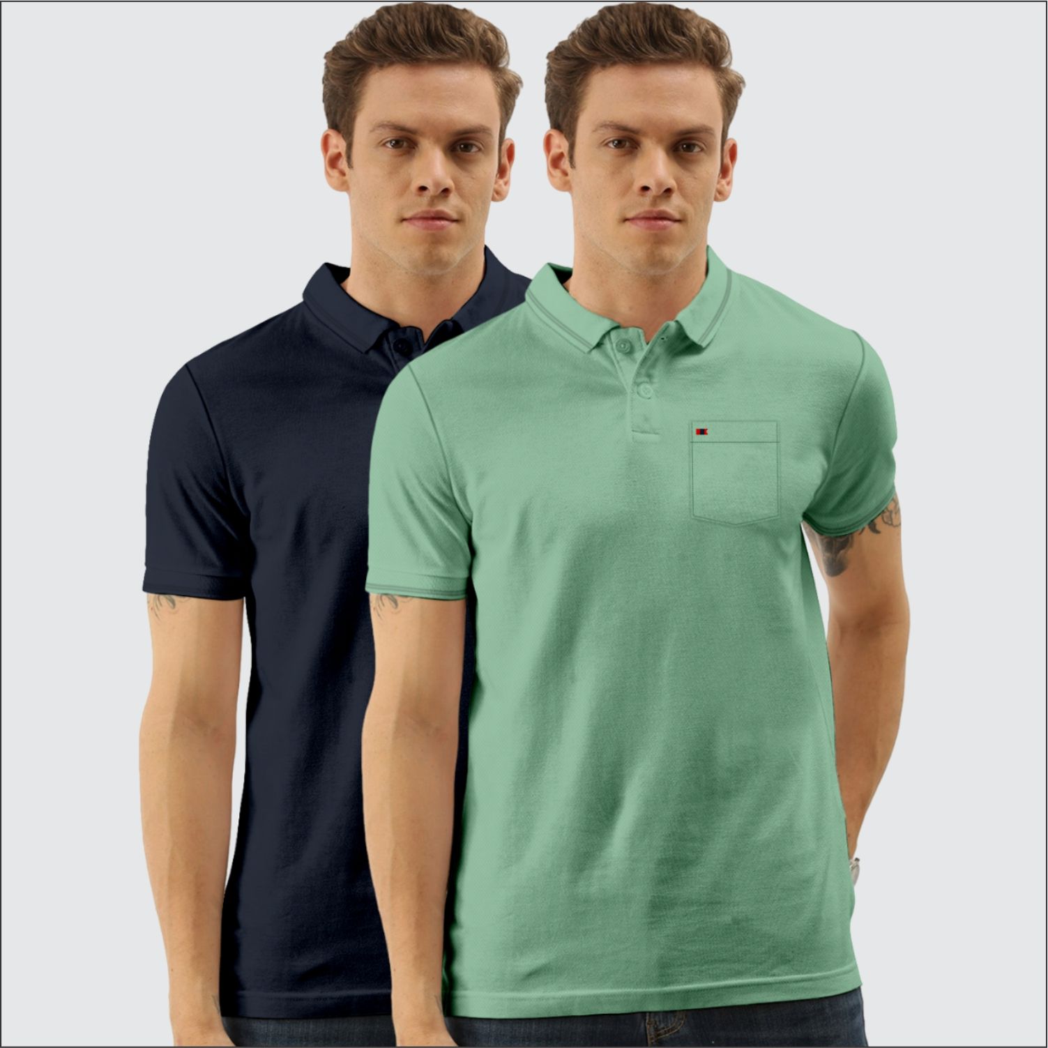     			TAB91 Cotton Blend Slim Fit Solid Half Sleeves Men's Polo T Shirt - Olive ( Pack of 2 )