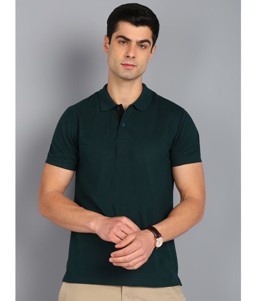     			XFOX Cotton Blend Regular Fit Solid Half Sleeves Men's Polo T Shirt - Dark Green ( Pack of 1 )