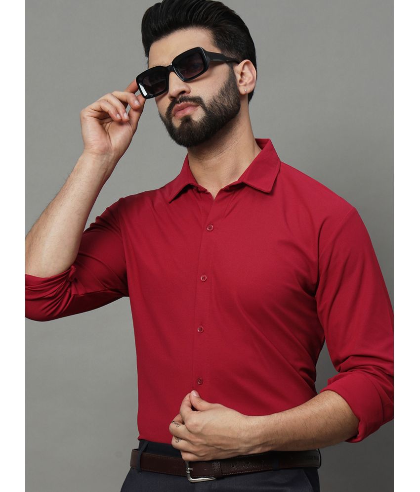     			renuovo Polyester Regular Fit Solids Full Sleeves Men's Casual Shirt - Maroon ( Pack of 1 )