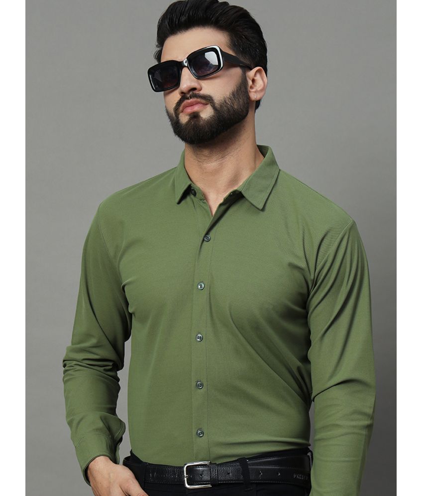     			renuovo Polyester Regular Fit Solids Full Sleeves Men's Casual Shirt - Olive ( Pack of 1 )