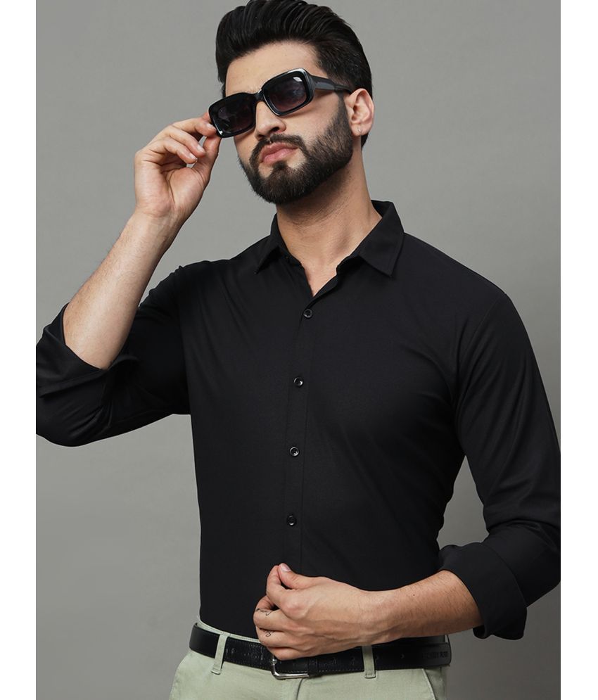     			renuovo Polyester Regular Fit Solids Full Sleeves Men's Casual Shirt - Black ( Pack of 1 )