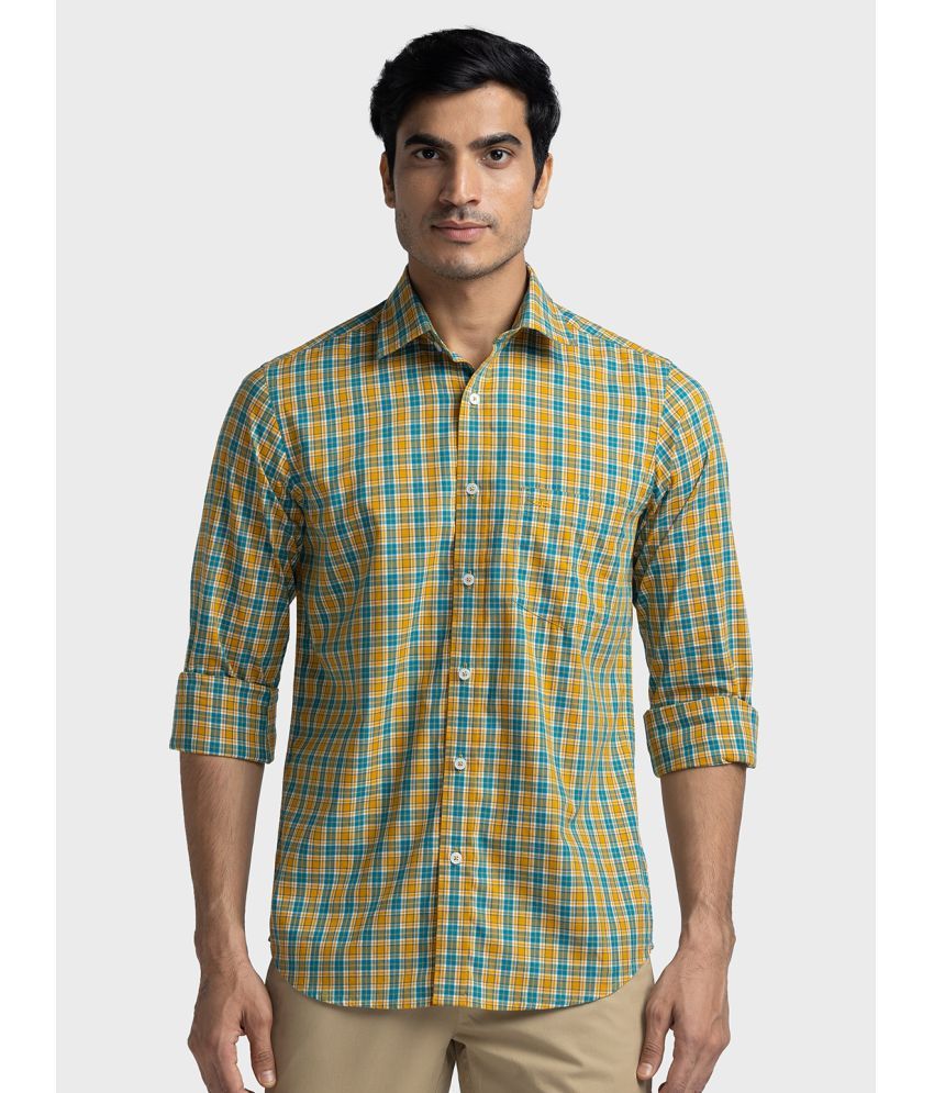     			Colorplus 100% Cotton Regular Fit Checks Full Sleeves Men's Casual Shirt - Yellow ( Pack of 1 )