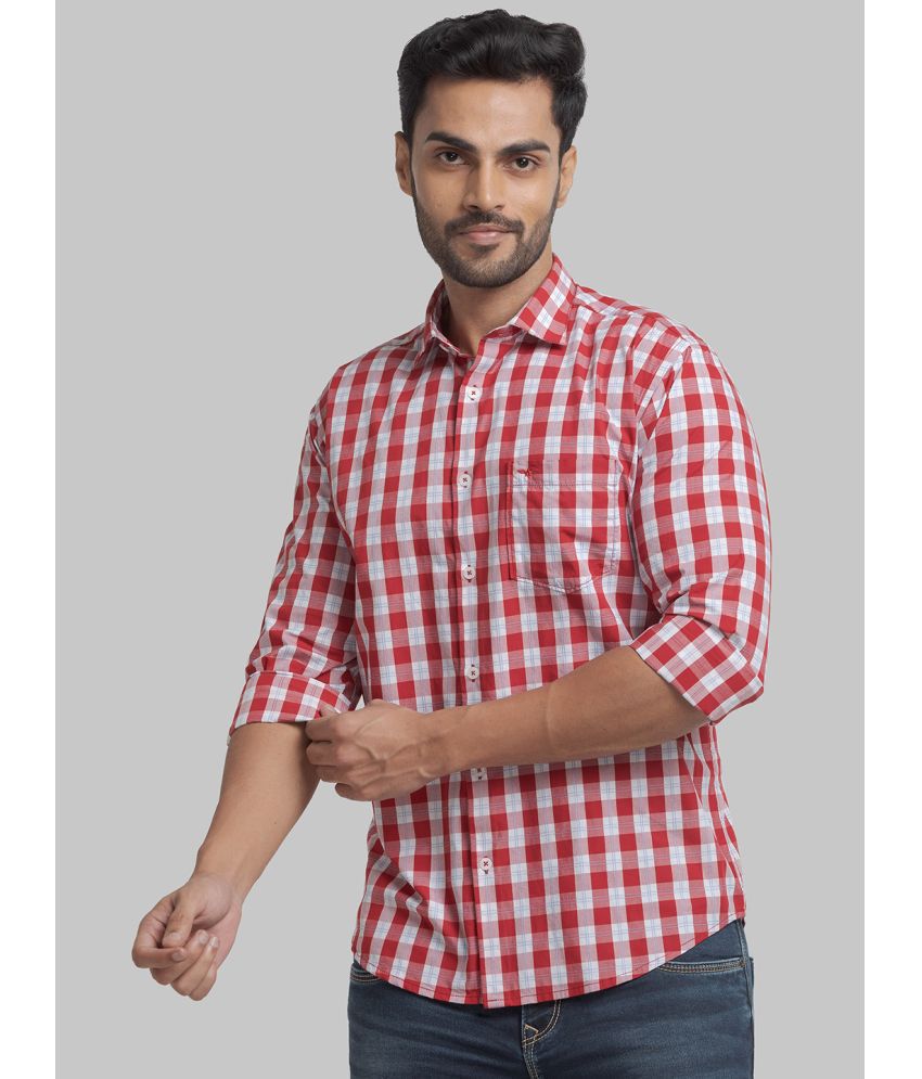     			Park Avenue 100% Cotton Slim Fit Checks Full Sleeves Men's Casual Shirt - Red ( Pack of 1 )