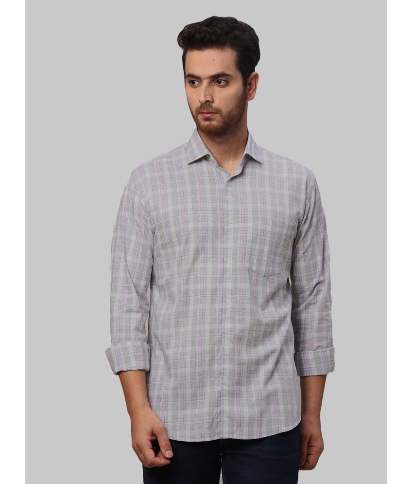     			Park Avenue 100% Cotton Slim Fit Checks Full Sleeves Men's Casual Shirt - Grey ( Pack of 1 )