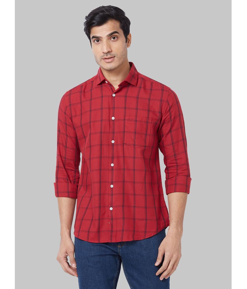     			Park Avenue 100% Cotton Slim Fit Checks Full Sleeves Men's Casual Shirt - Red ( Pack of 1 )