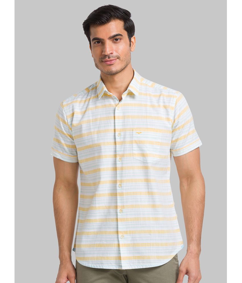     			Park Avenue 100% Cotton Slim Fit Striped Half Sleeves Men's Casual Shirt - Yellow ( Pack of 1 )