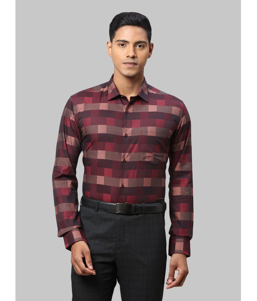    			Park Avenue 100% Cotton Slim Fit Checks Full Sleeves Men's Casual Shirt - Maroon ( Pack of 1 )