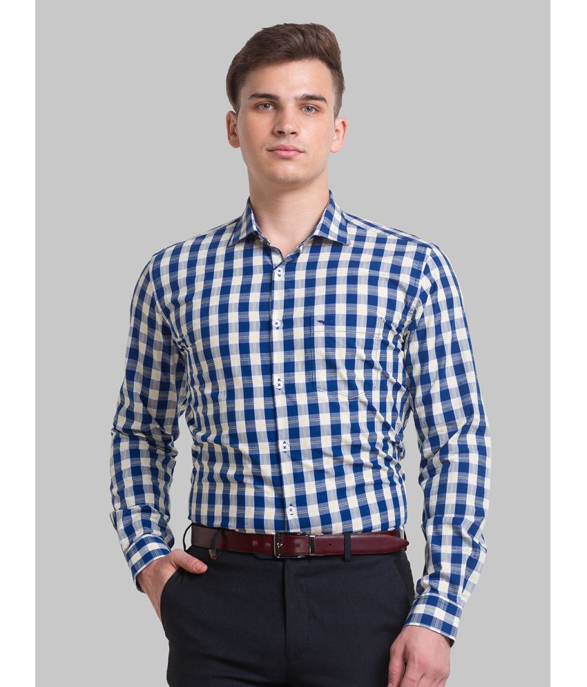     			Park Avenue 100% Cotton Slim Fit Checks Full Sleeves Men's Casual Shirt - Blue ( Pack of 1 )