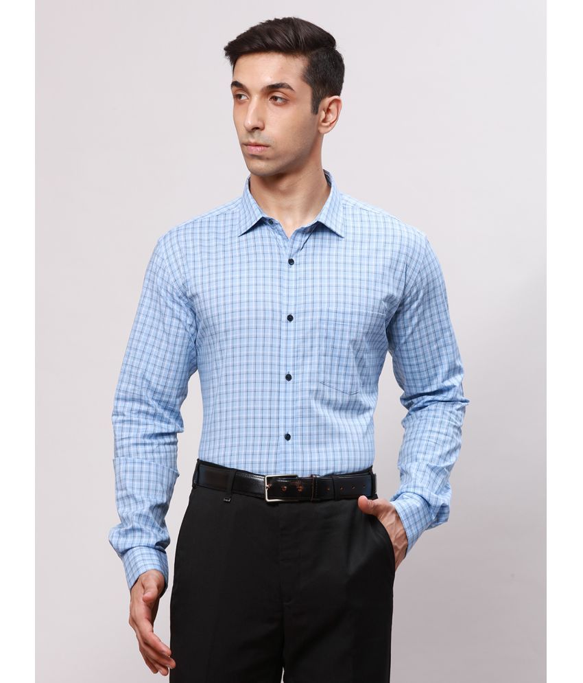     			Park Avenue 100% Cotton Slim Fit Checks Full Sleeves Men's Casual Shirt - Blue ( Pack of 1 )