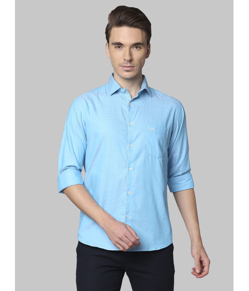     			Park Avenue 100% Cotton Slim Fit Self Design Full Sleeves Men's Casual Shirt - Blue ( Pack of 1 )