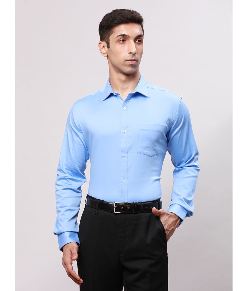     			Park Avenue Cotton Blend Slim Fit Self Design Full Sleeves Men's Casual Shirt - Blue ( Pack of 1 )